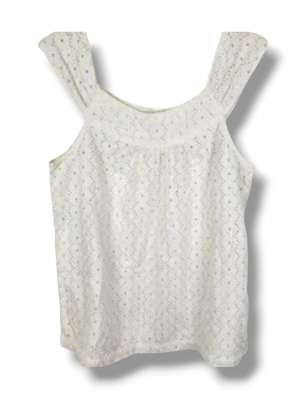 Jones New York Sport Women’s White Crochet Eyelet Detailed Sleeveless Top